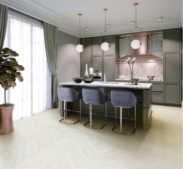 Виниловый ламинат SPC "Cronafloor" Herringbone Дуб Нант (640*128*4,5 мм) — купить в Орске