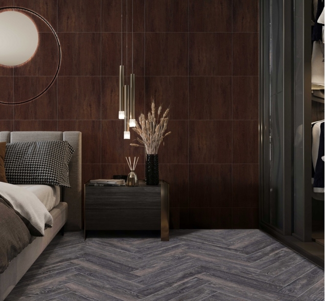 Виниловый ламинат SPC "Cronafloor" Herringbone Дуб Бордо (640*128*4,5 мм) — купить в Орске