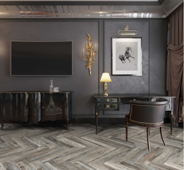 Виниловый ламинат SPC "Cronafloor" Herringbone Дуб Реймс (640*128*4,5 мм) — купить в Орске